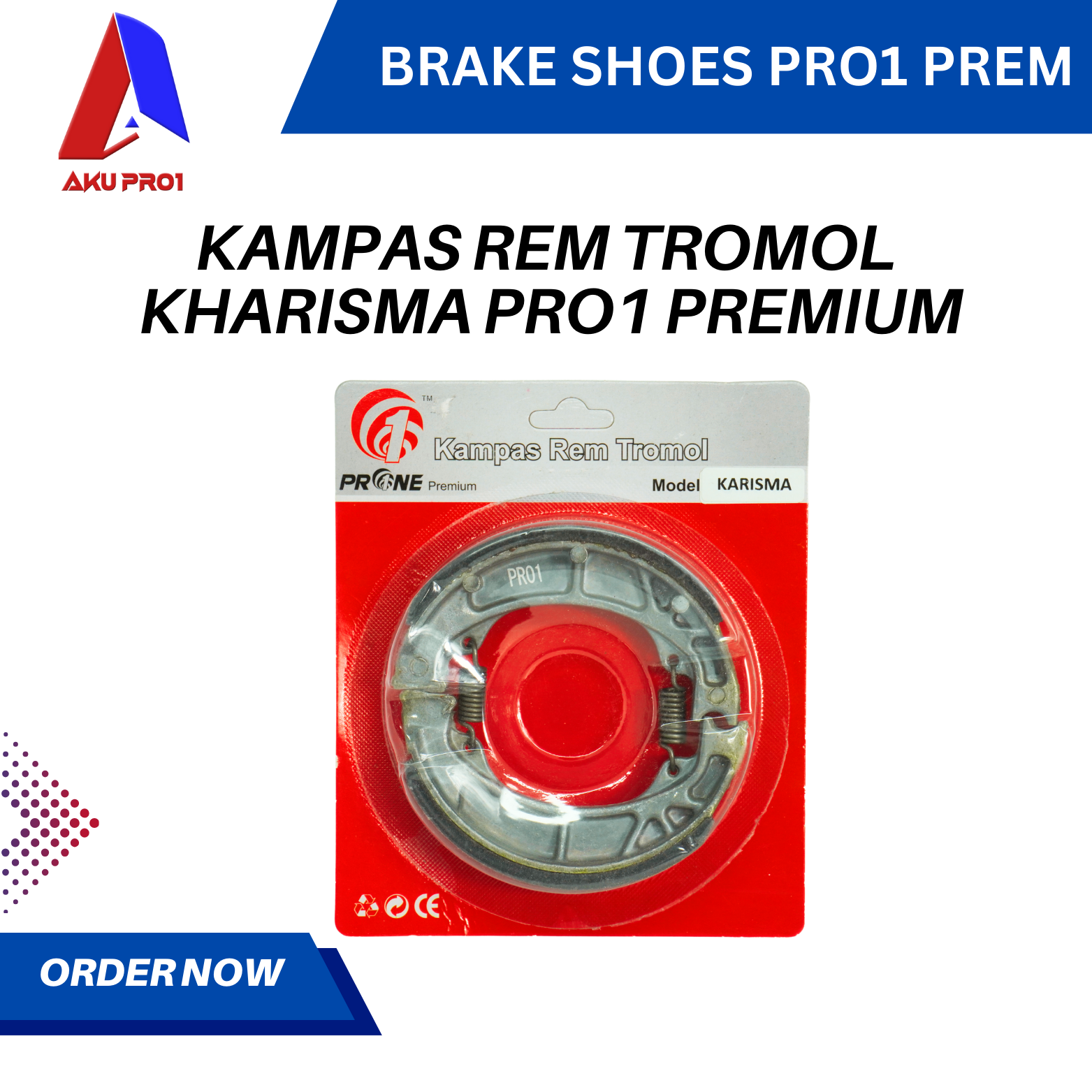 KAMPAS REM BELAKANG TROMOL KHARISMA, SUPRA X 125, REVO PRO 1 PREMIUM