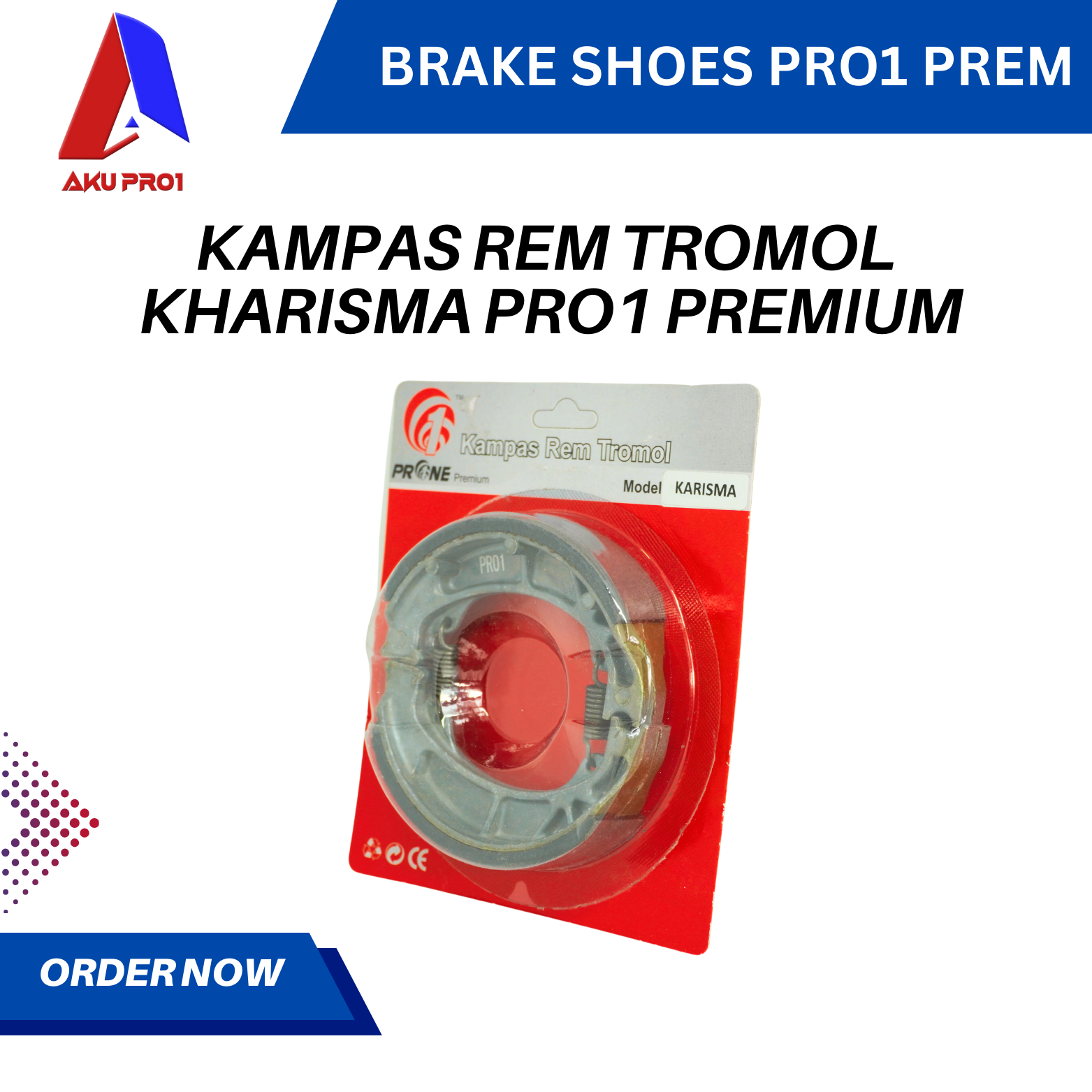 KAMPAS REM BELAKANG TROMOL KHARISMA, SUPRA X 125, REVO PRO 1 PREMIUM - Gambar 2