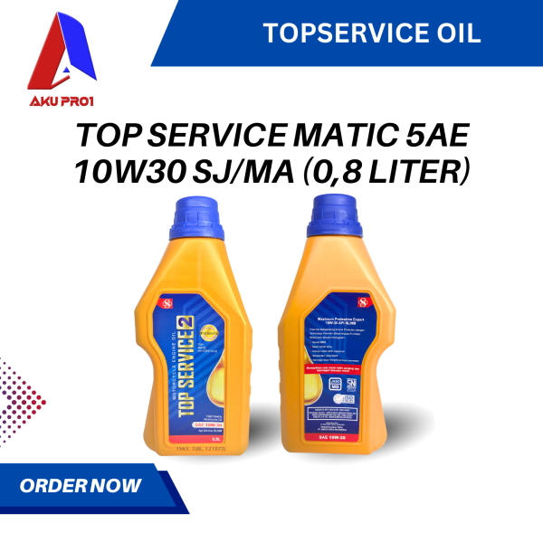 OLI MATIC MESIN MOTOR MATIC OIL TOP SERVICE 2 0,8 LITER / 800 ML HONDA YAMAHA (SAE 10W30 SJ/MA)