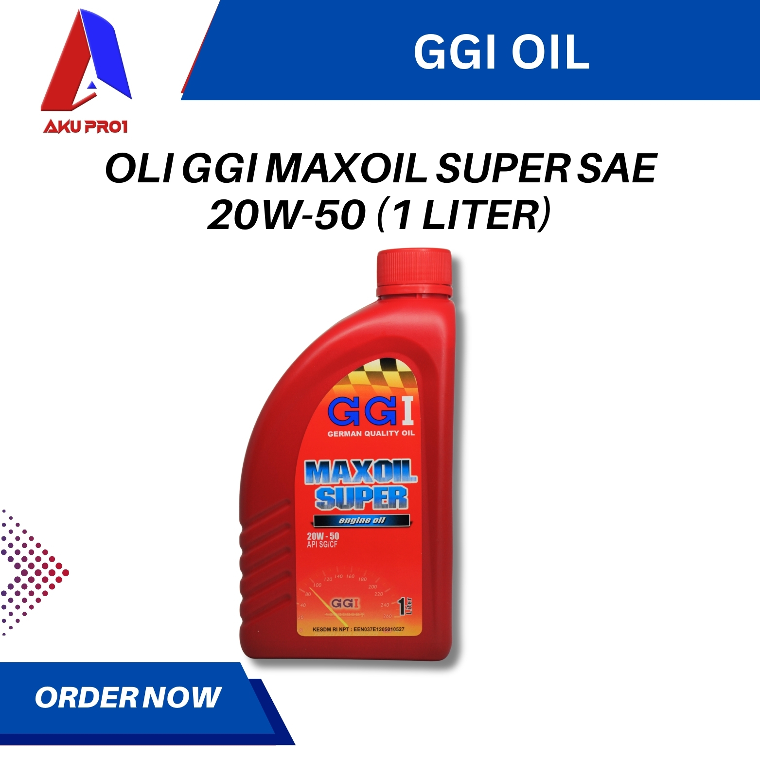 OLI GGI MAXOIL SUPER / GASOLINE ENGINE OIL SAE 20W-50 API SG/CF (1 LITER)