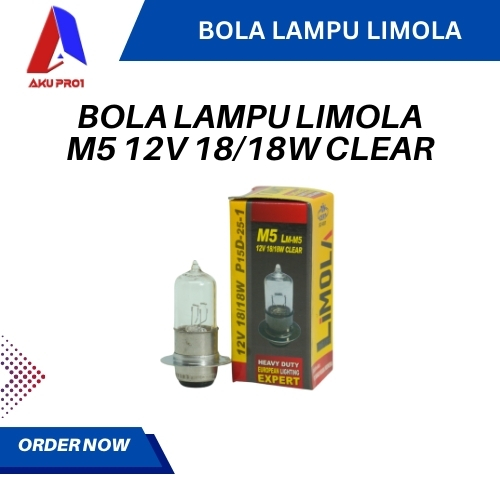BOLA LAMPU DEPAN / BOHLAM MOTOR LIMOLA M5 CLEAR (12V/18W) 1 PCS