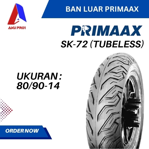 BAN LUAR MOTOR PRIMAAX SK72 UKURAN 80/90-14 (TB) TUBELESS BAN MOTOR MATIC