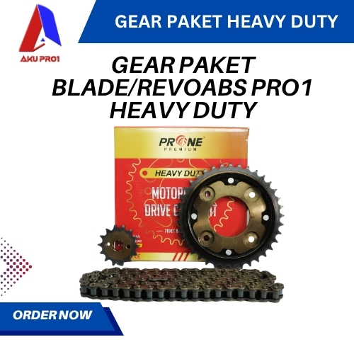 GEAR PAKET PRO1 PREMIUM HEAVY DUTY / GIGI TARIK DEPAN BELAKANG RANTAI BLADE / REVO ABS ABSOLUTE ( 14T/37T – 428H – 104L )