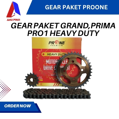 GEAR PAKET PRO1 PREMIUM HEAVY DUTY / GIGI TARIK DEPAN BELAKANG RANTAI GRAND, PRIMA, ASTREA ( 14T/36T – 428H – 100L )