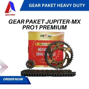 GEAR PAKET PRO1 PREMIUM HEAVY DUTY / GIGI TARIK DEPAN BELAKANG RANTAI JUPITER MX ( 15T/39T - 428H - 112L )