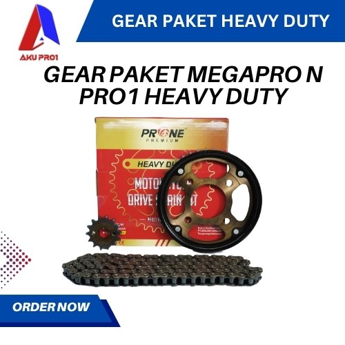 GEAR PAKET PRO1 PREMIUM HEAVY DUTY / GIGI TARIK DEPAN BELAKANG RANTAI MEGA PRO NEW ( 14T/42T – 428H – 124L )