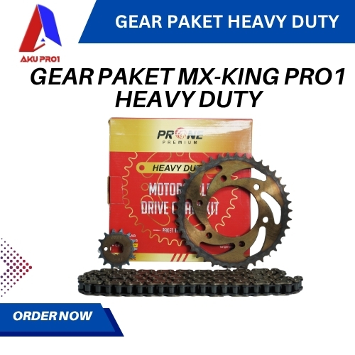 GEAR PAKET PRO1 PREMIUM HEAVY DUTY / GIGI TARIK DEPAN BELAKANG RANTAI JUPITER MX KING ( 14T/42T – 428H – 122L )