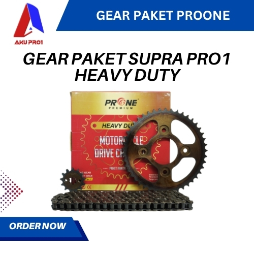 GEAR PAKET PRO1 PREMIUM HEAVY DUTY / GIGI TARIK DEPAN BELAKANG RANTAI SUPRA / SUPRA X ( 15T/40T – 428H – 104L )