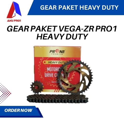 GEAR PAKET PRO1 PREMIUM HEAVY DUTY / GIGI TARIK DEPAN BELAKANG RANTAI VEGA ZR ( 15T/40T – 428H – 108L )