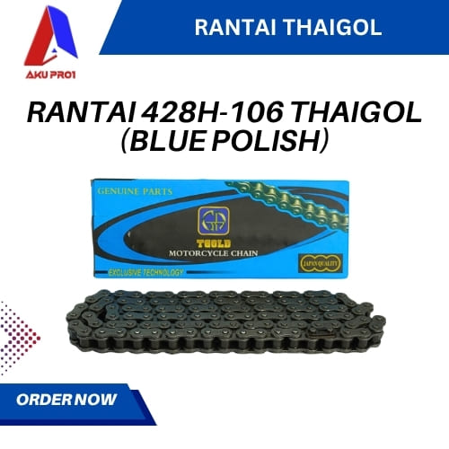 RANTAI / MOTORCYCLE CHAIN 428H-106 T-GOLD (BLUE POLISH)