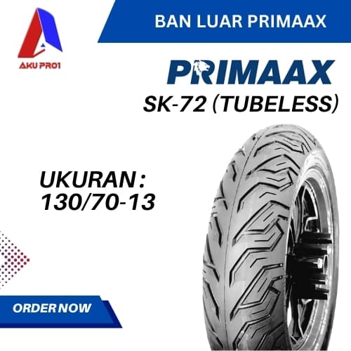 BAN LUAR MOTOR PRIMAAX SK72 UKURAN 130/70-13 (TB) TUBELESS BAN MOTOR MATIC