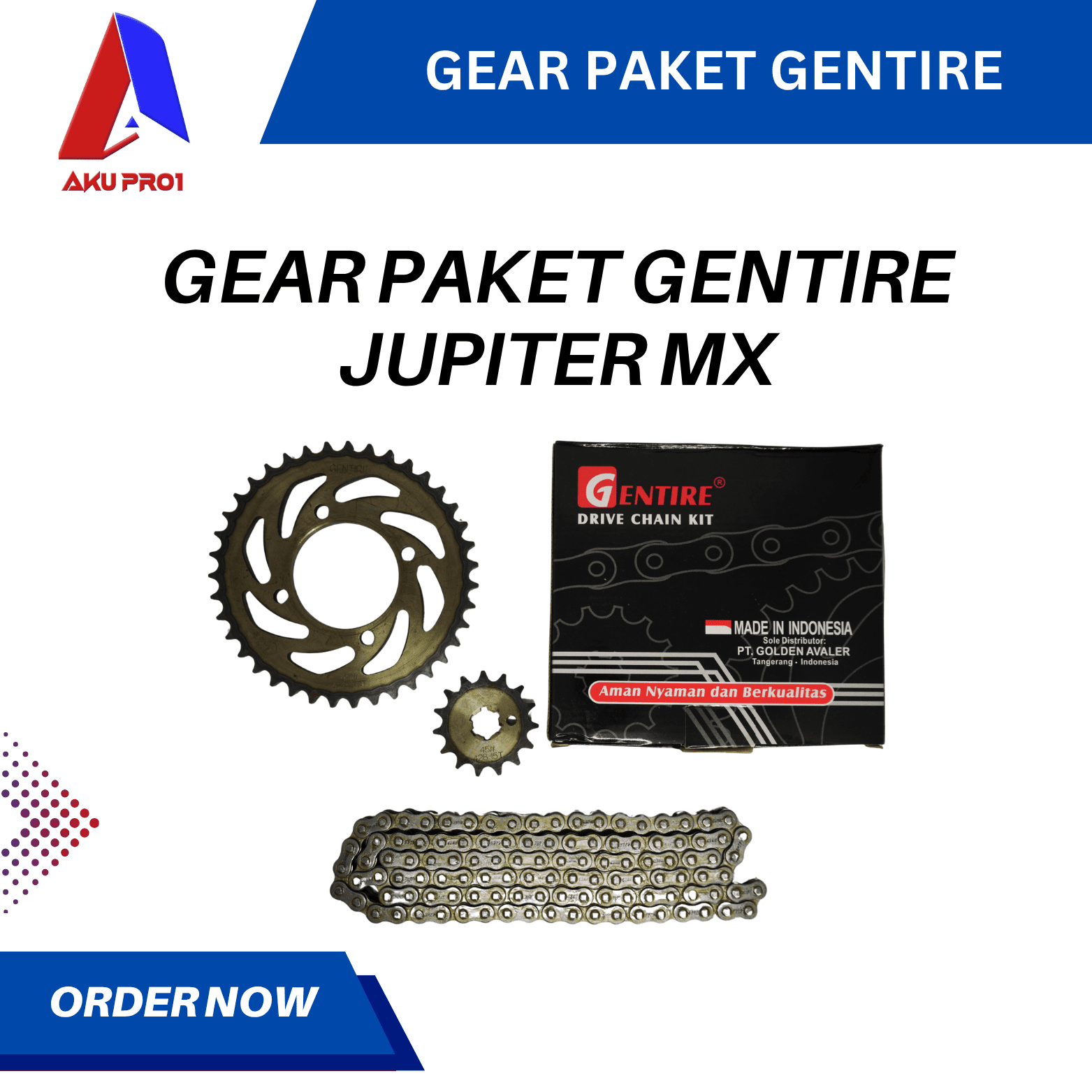 GEAR PAKET GENTIRE / GIGI TARIK DEPAN BELAKANG RANTAI JUPITER MX ( 15T/39T - 428H - 112L ) - Gambar 3