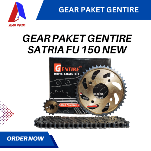 GEAR PAKET GENTIRE / GIGI TARIK DEPAN BELAKANG RANTAI SATRIA FU 150 ( 14T/43T – 428H – 120L )