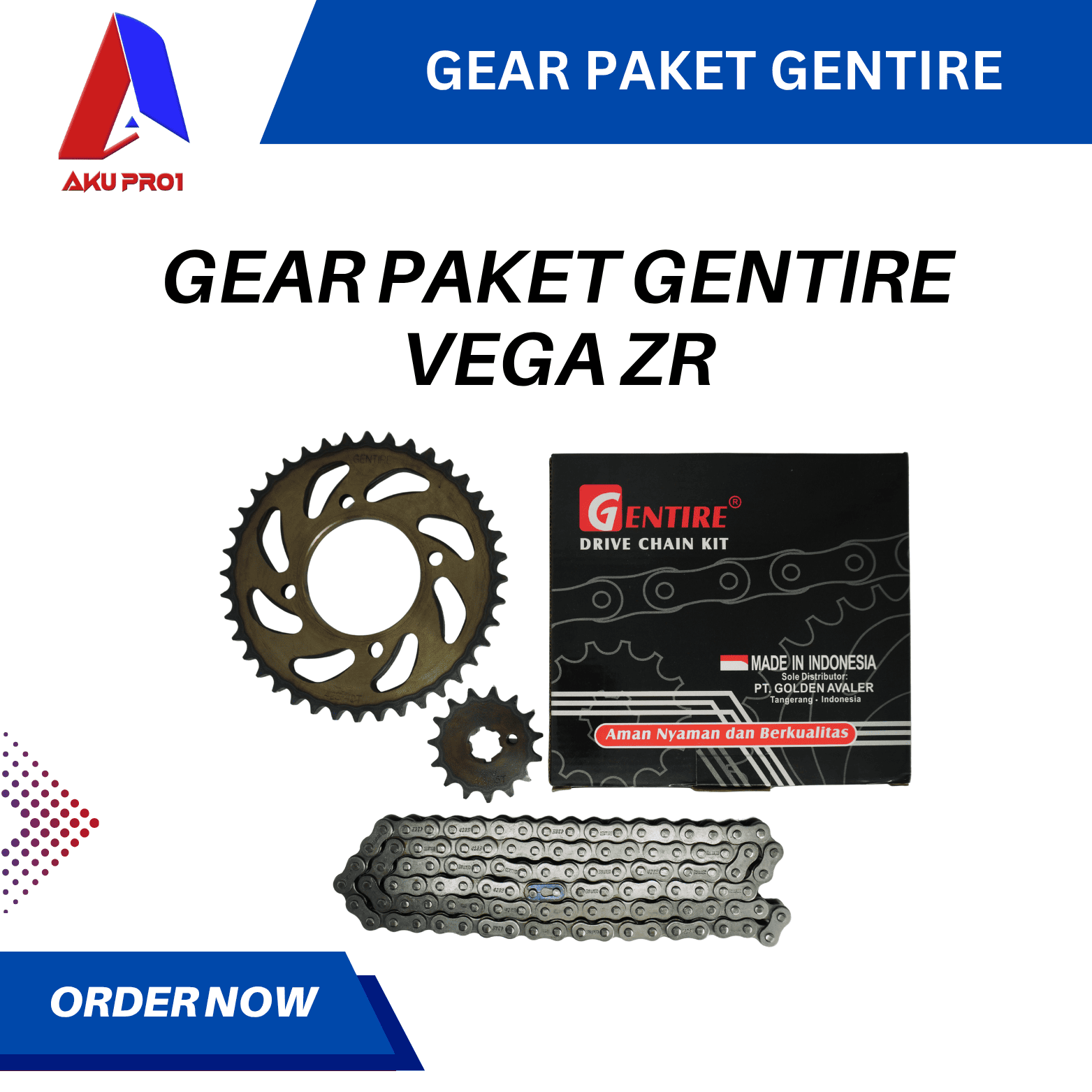 GEAR PAKET GENTIRE / GIGI TARIK DEPAN BELAKANG RANTAI VEGA ZR ( 15T/40T - 428H - 108L ) - Gambar 2