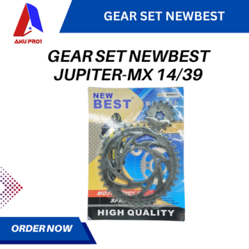 GEAR SET NEWBEST / GIGI TARIK DEPAN & BELAKANG JUPITER MX ( 14T/39T )