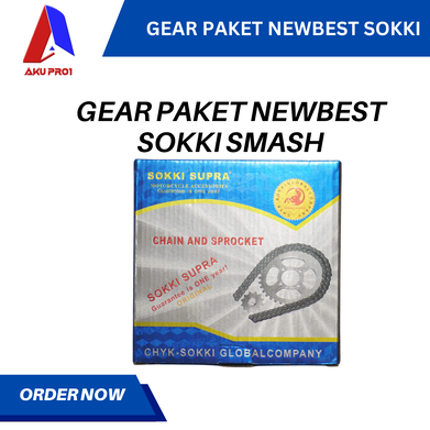 GEAR PAKET NEWBEST SOKKI / GIGI TARIK DEPAN BELAKANG RANTAI SMASH NEW, SHOGUN 125 ( 14T/36T - 428H - 104L )