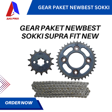 GEAR PAKET NEW BEST SOKKI / GIGI TARIK DEPAN BELAKANG RANTAI SUPRA FIT NEW 36T ( 14T/36T - 428H - 106L ) - Gambar 3