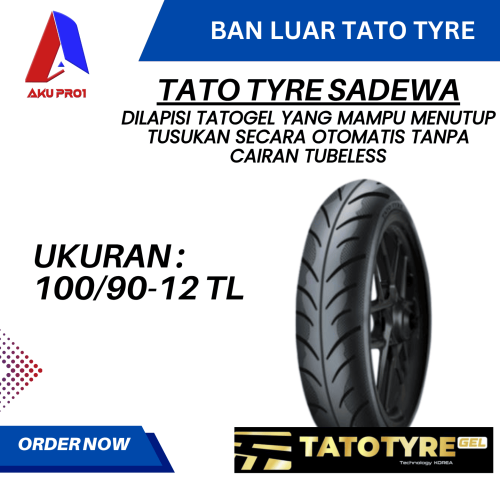 BAN LUAR TATO GEL TATOTYRE UKURAN 100/90-12 (TL) TUBELESS (SADEWA) – BAN DEPAN MOTOR MATIC SCOOPY GENIO TATOTYRE