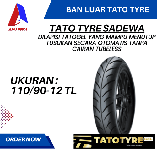 BAN LUAR TATO GEL TATOTYRE UKURAN 110/90-12 (TL) TUBELESS (SADEWA) – BAN BELAKANG MOTOR MATIC SCOOPY GENIO TATOTYRE