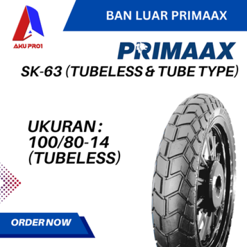 BAN LUAR SK63 UKURAN 100/80-14 (TB) TUBELESS (BIG FOOT) – BAN MOTOR BELAKANG MATIC PRIMAAX