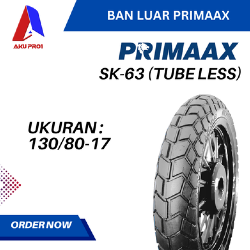 BAN LUAR SK63 UKURAN 130/80-17 (TB) TUBELESS (BIG FOOT) – BAN MOTOR BELAKANG MANUAL/BEBEK PRIMAAX