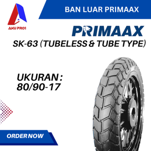 BAN LUAR SK63 UKURAN 80/90-17 (TB) TUBELESS (BIG FOOT) – BAN MOTOR DEPAN BEBEK / MANUAL PRIMAAX