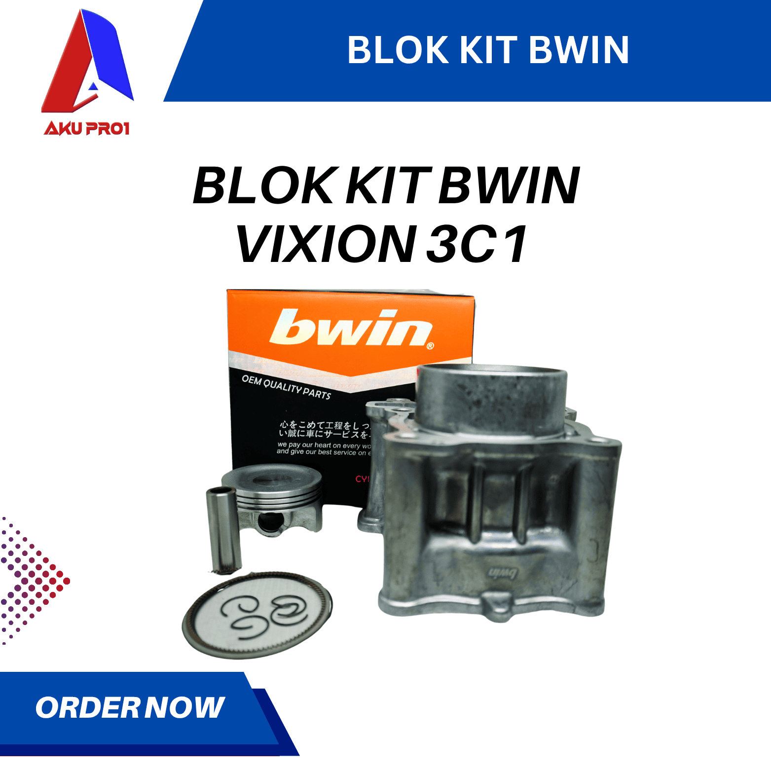 BLOK KIT / CYLINDER BLOK VIXION (3C1) BWIN - Gambar 2