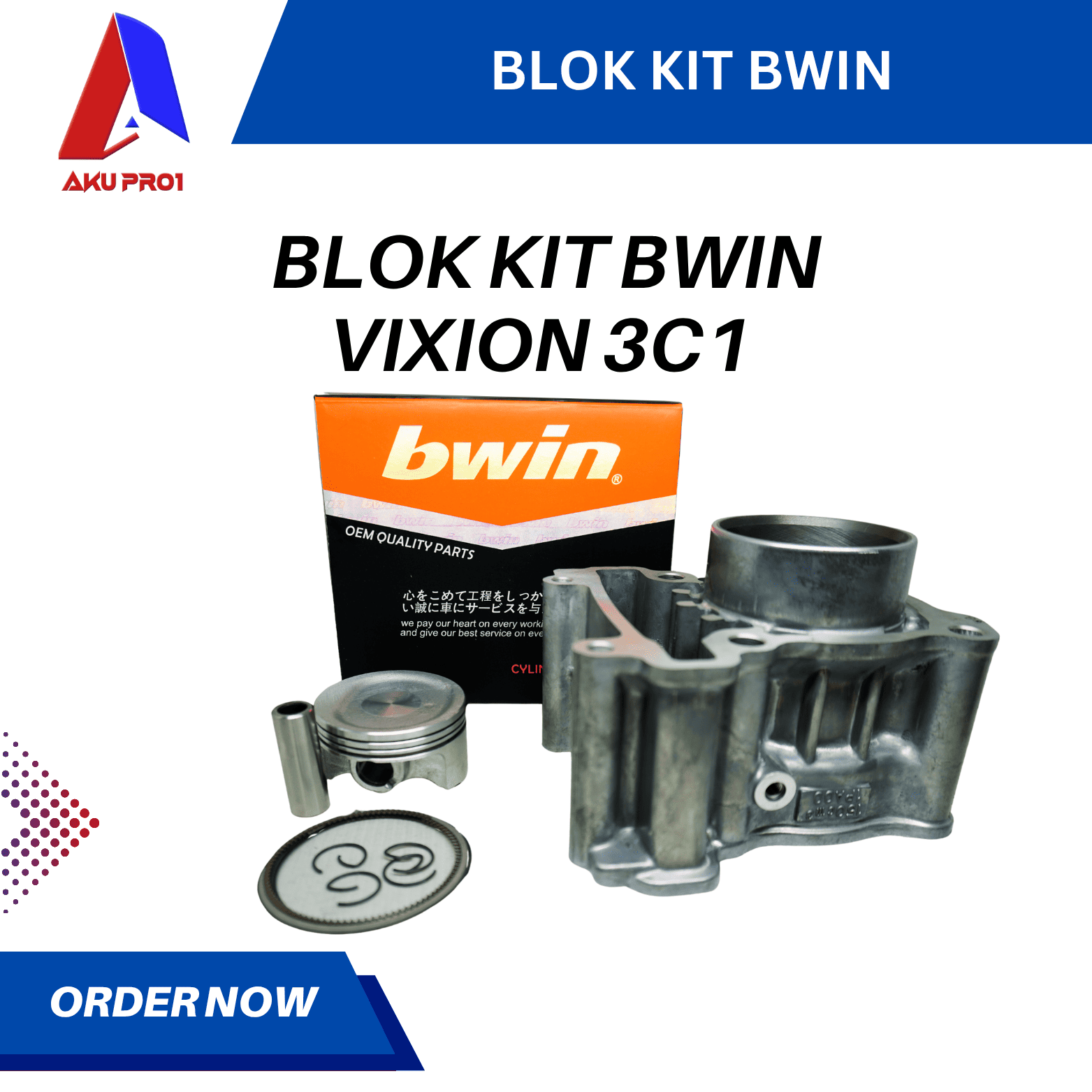 BLOK KIT / CYLINDER BLOK VIXION (3C1) BWIN - Gambar 3