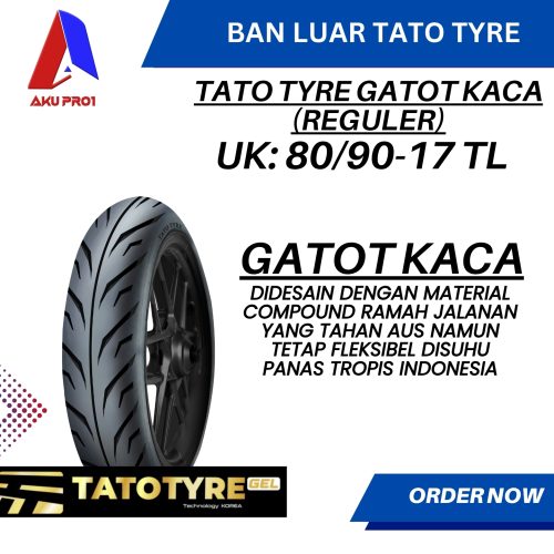 BAN LUAR TATOTYRE (REGULER) GATOT KACA 80/90-17 (TL) TUBELESS – BAN DEPAN MOTOR BEBEK TATOTYRE