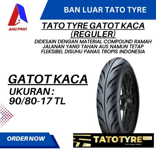 BAN LUAR TATOTYRE (REGULER) GATOT KACA 90/80-17 (TL) TUBELESS – BAN BELAKANG MOTOR BEBEK TATOTYRE