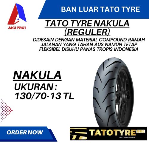BAN LUAR TATOTYRE (REGULER) 130/70-13 (TL) TUBELESS (NAKULA) – BAN MOTOR MATIC TATOTYRE