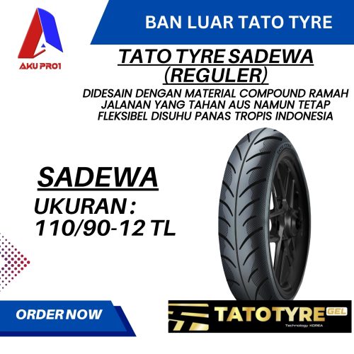 BAN LUAR TATOTYRE (REGULER) UKURAN 110/90-12 (TL) TUBELESS (SADEWA) – BAN BELAKANG MOTOR MATIC SCOOPY GENIO TATOTYRE